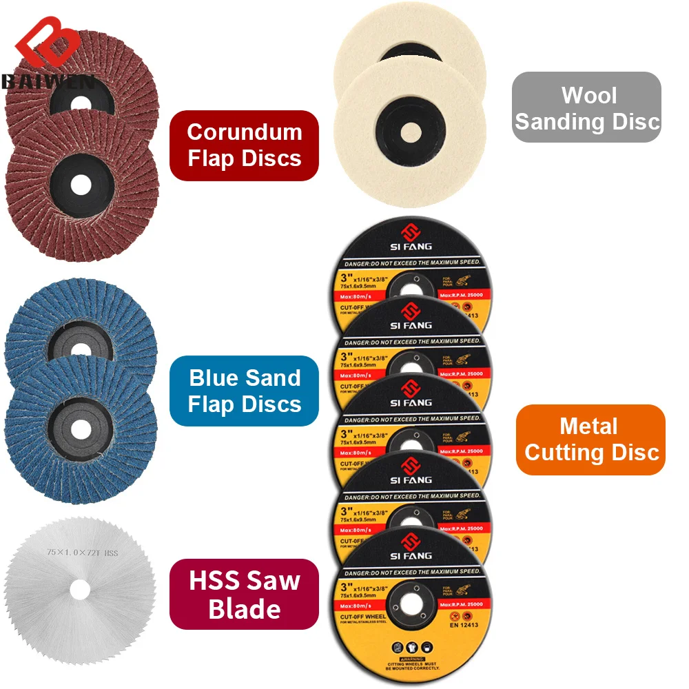 3 polegadas/75mm roda de moedura hss viu a lâmina de corte disco feltro de lãs polimento disco da aleta da almofada com furo de 10mm para o moedor de ângulo
