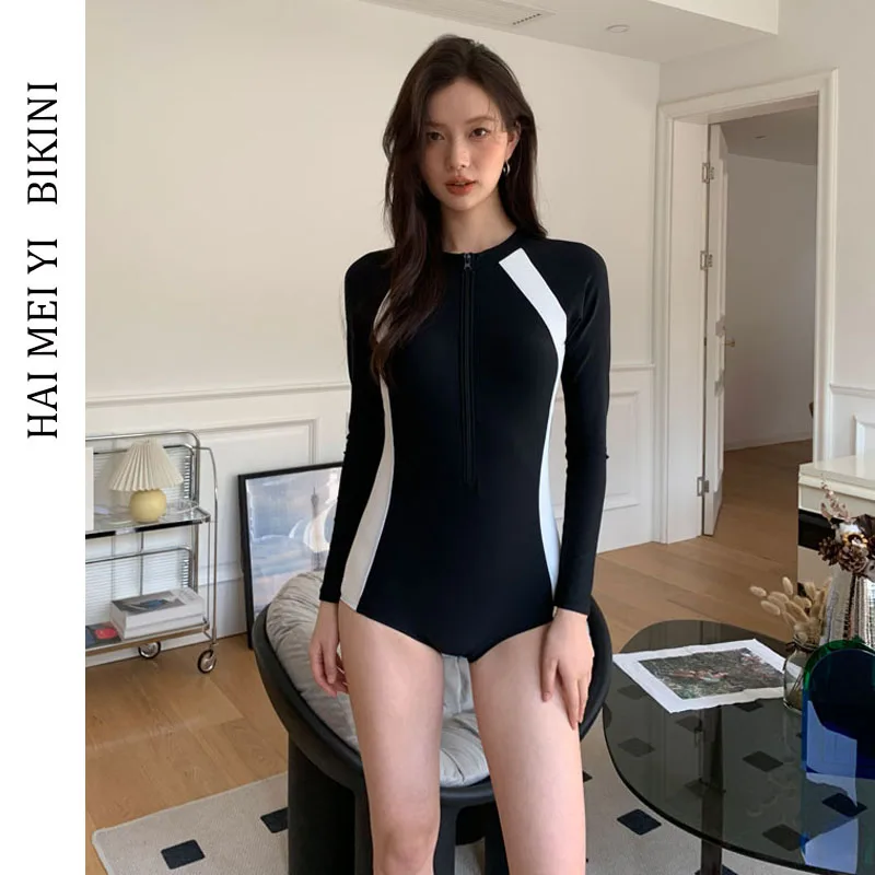 

Новый женский консервативный купальник с длинными рукавами, скрывающий живот, для термальных источников, для отдыха, корректирующий фигуру