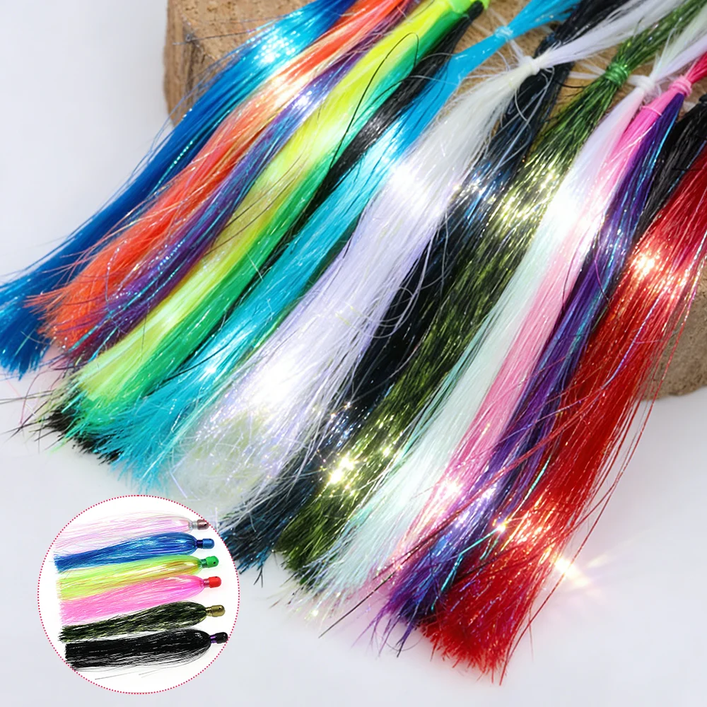 2 paquetes/14 paquetes de 0.4mm de Tinsel Plano Cristalino Ice Wing Flashabou, Materiales para Atado de Moscas para Ninfas, Jigs, Señuelos, Minnows y Streamers