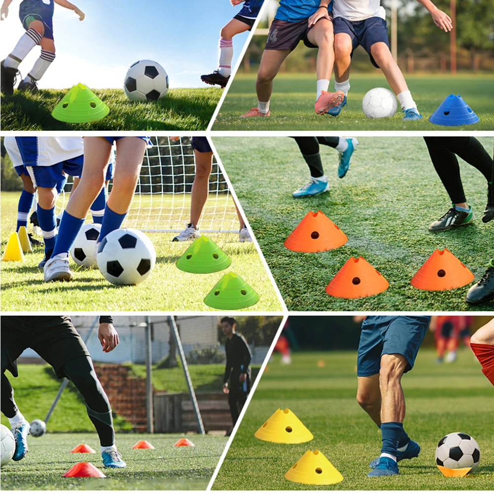 10PCS Soccer Agility Training Disc Cone With Holes Soccer Practice Fitness Training Sports Marker Disc Indoor & Outdoor Games