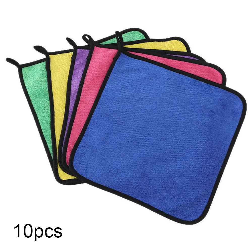 

10pcs Microfiber Car Wash Towel Coral Fleece Dish Cloths Multifunctional Cleaning Cloths Absorbent Drying Cloth for Car, Kitchen