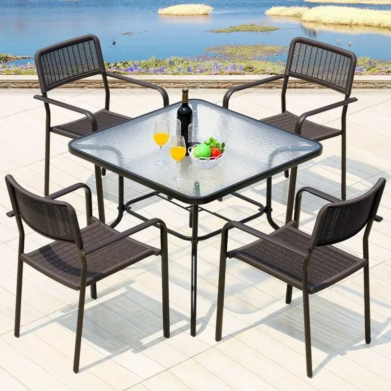 L # New Design Patio Outdoor Furniture Sets Rattan / Wicker Furniture Sets Garden Table And 4 Chair Sets