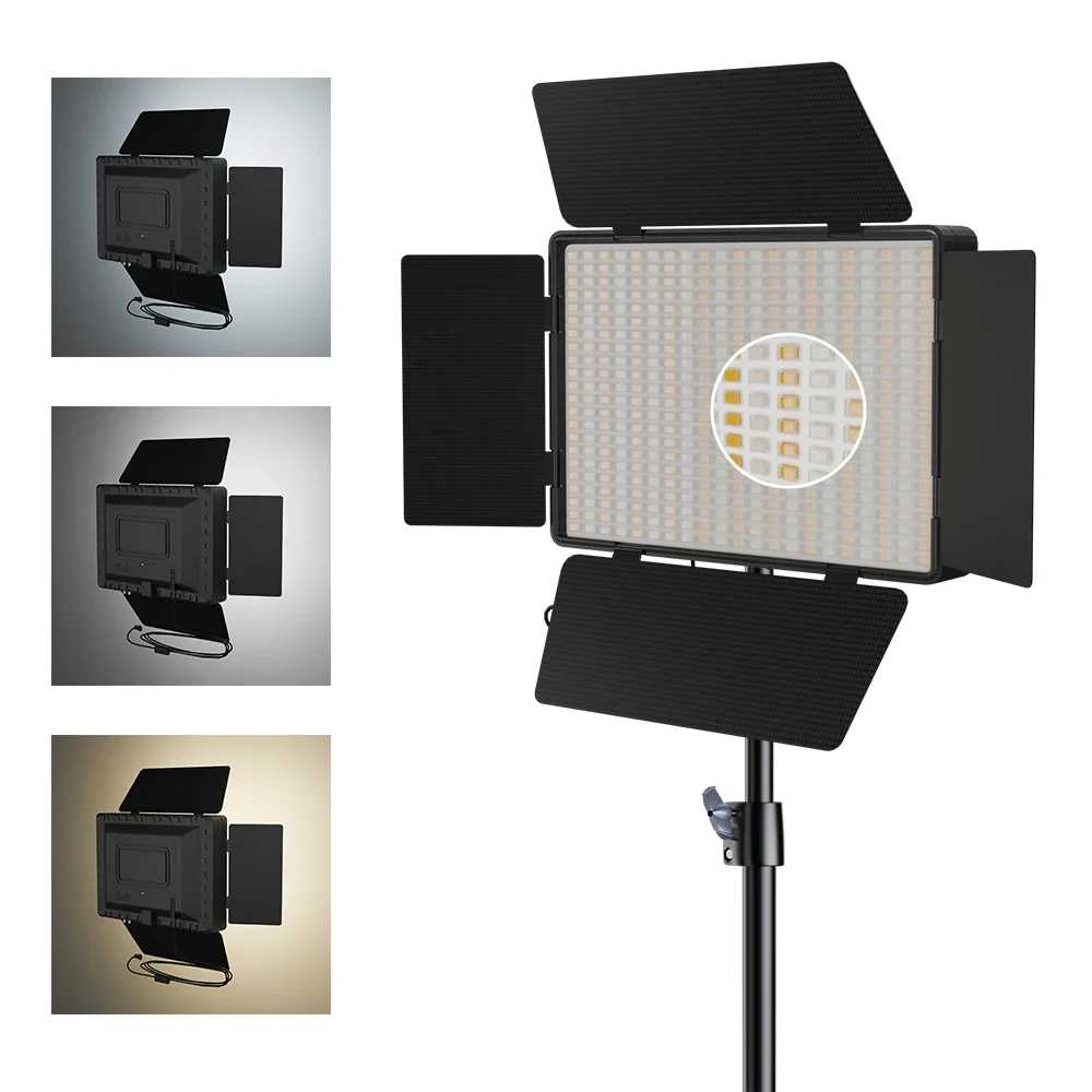 Photography Video Lighting Kit, 15W Bi-Color Energy-Saving LED Video Studio Lights with 3200k~5600k Dimmable CRI 96+ for Filming