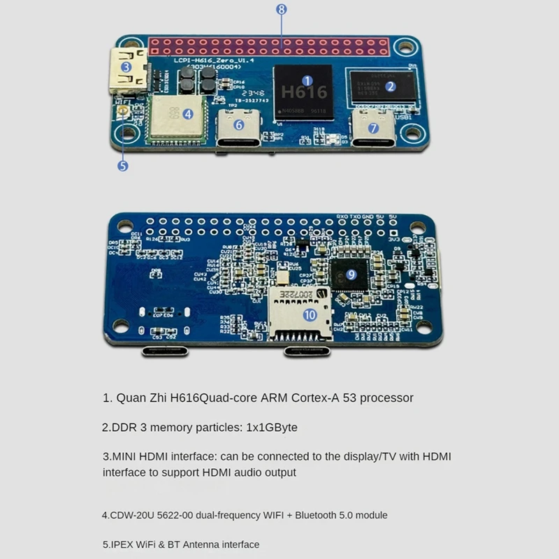 Motherboard Module For LCPI Allwinner H616 ZERO Development Board Android Linux PC ARM Motherboard TV Box Module-ABJU