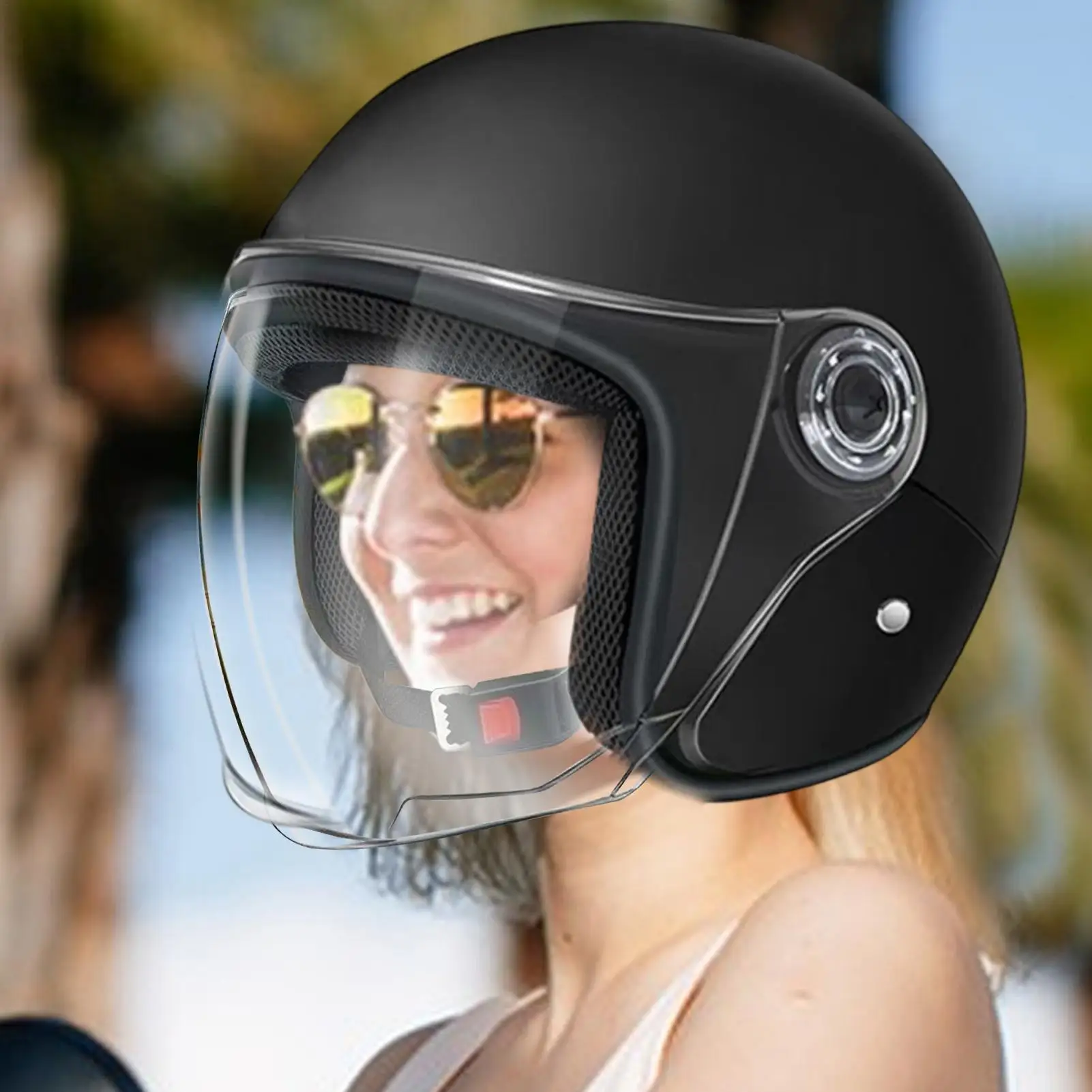 Lightweight Motorcycle Helmet Half Face Moped Helmet Protective Gear With Visor For Women Men Adventure Outdoor Riding Scooter