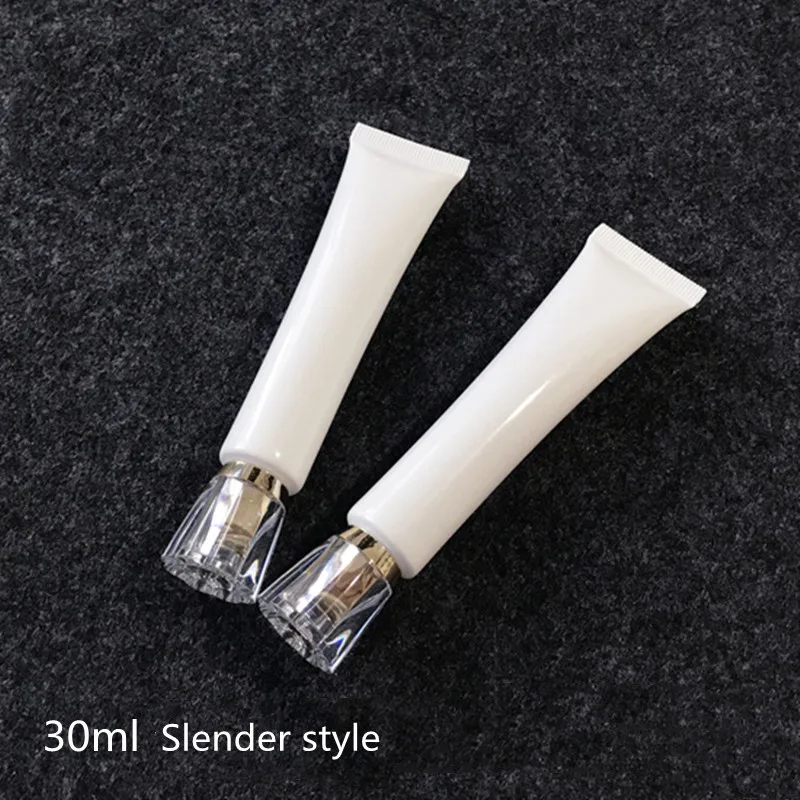 10-100pcs Empty 30ml Slender Soft Tube White PE Hose Squeeze Bottle Eye Cream Lotion Ointment Skincare Cosmetic Containe