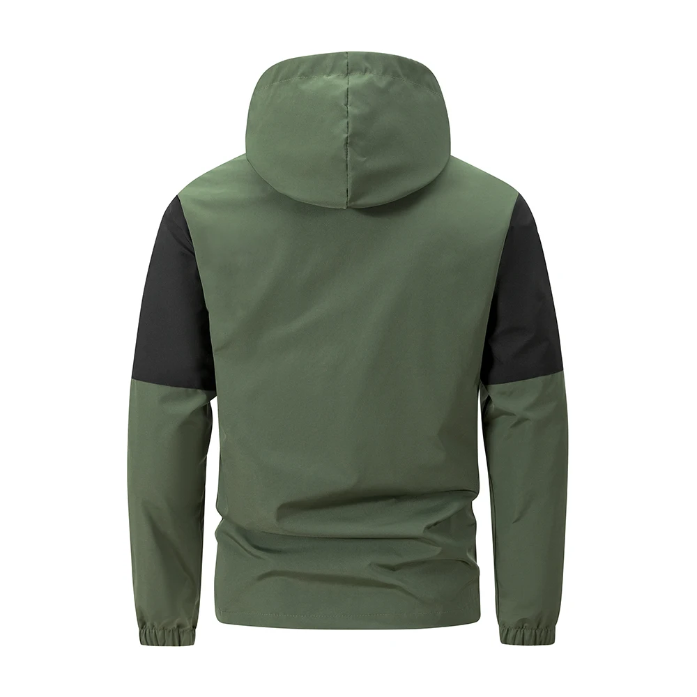 Herrenjacke mit diagonalem Streifenmuster, Reißverschluss, Kapuze, mehreren Taschen, Farbblock-Design, ideal als Windjacke für Herbstwanderungen, Camping und Sport. – Detail 6
