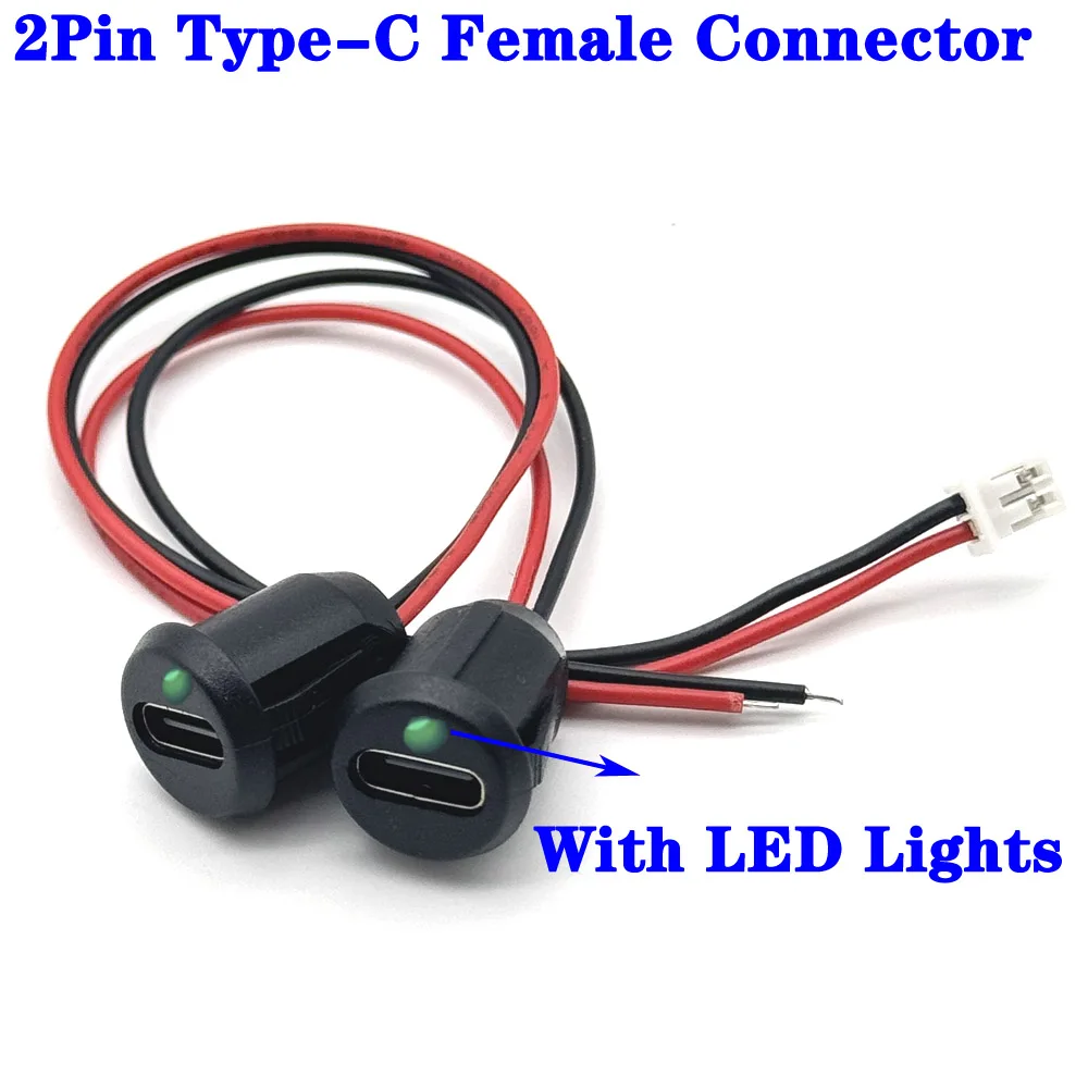 

2Pin LED Lamp USB C high current charging socket Direct compression TYPE-C female type C waterproof female 24Awg connector Jack