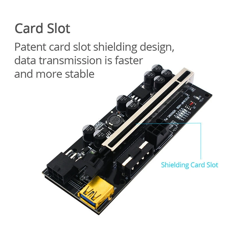 Tarjeta elevadora PCIE VER009C PLUS PCI-E Riser 1X a 16X tarjeta adaptadora PCI Express con Cable de alimentación USB3.0 SATA de 15 pines