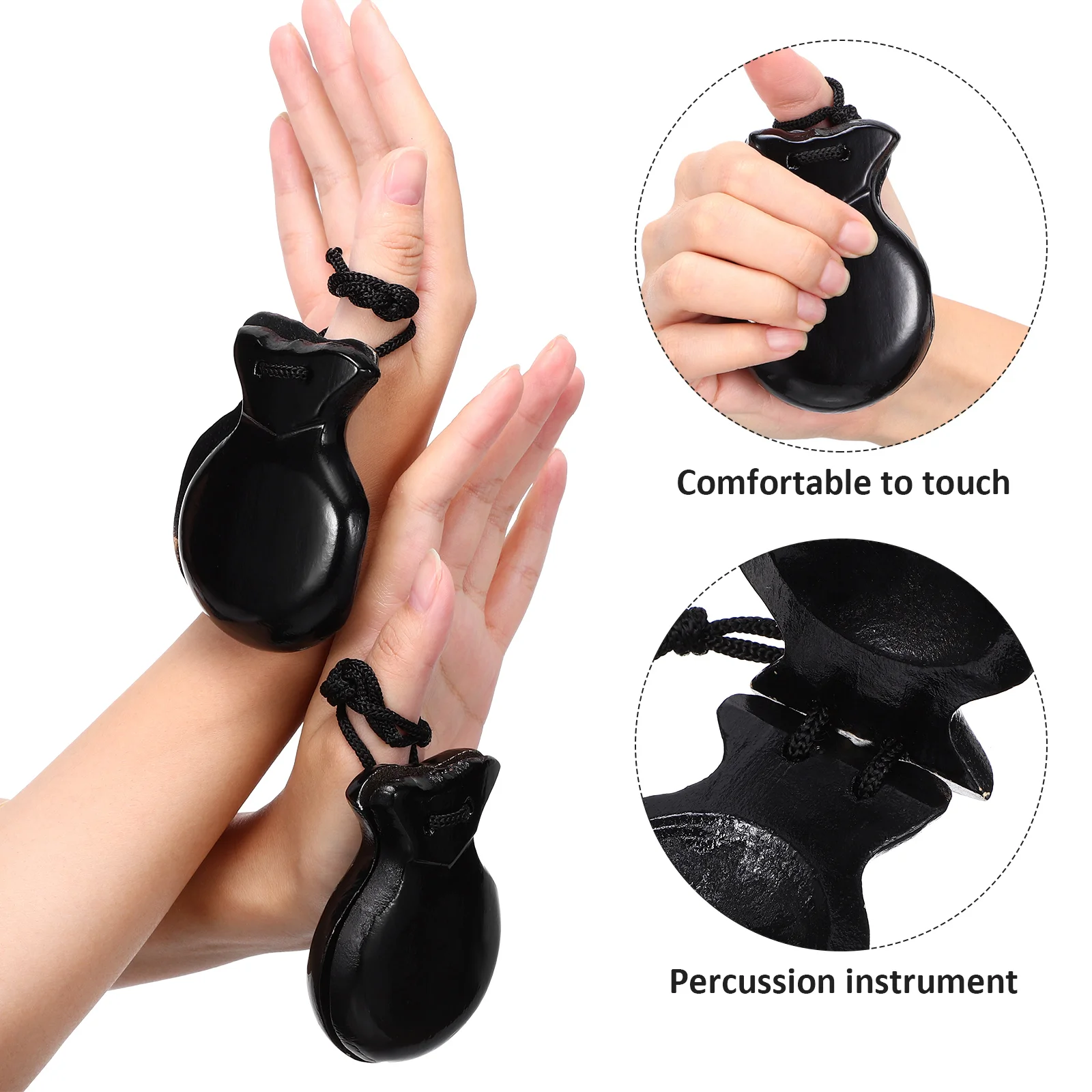 Favor Mexican Castanets Wooden Spanish Black Percussion Instruments for Adults Toy Rhythm Clap Board Toddler