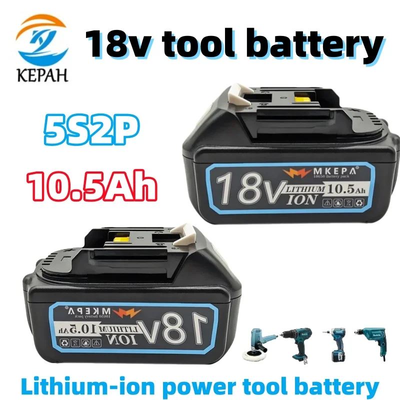 

18V 10500mAh Rechargeable Power Tool Battery｜Li-ion with LED, Replacement for LXT BL1860B BL1860 BL1850