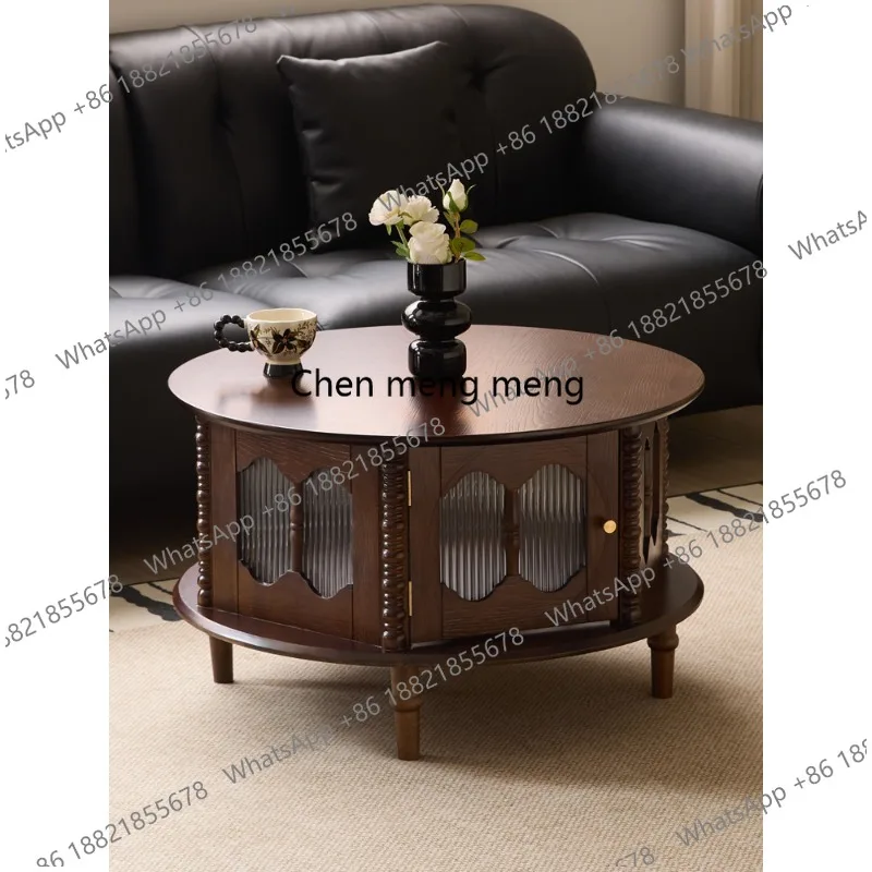 

Французский ретро-столик из массива дерева, антикварный журнальный столик для гостиной, круглый, в стиле лёгкой роскоши, для дома.