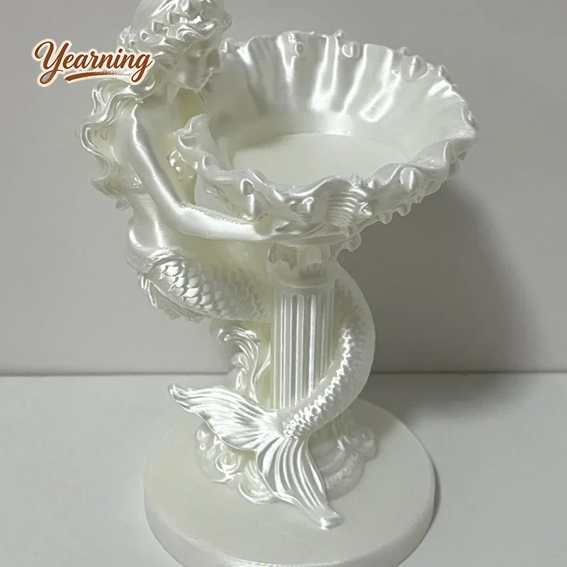 3D Printed Mermaid Shell Jewelry Stand Light Luxury Earring Ring Storage Tray Desktop Decor Ornament Gift