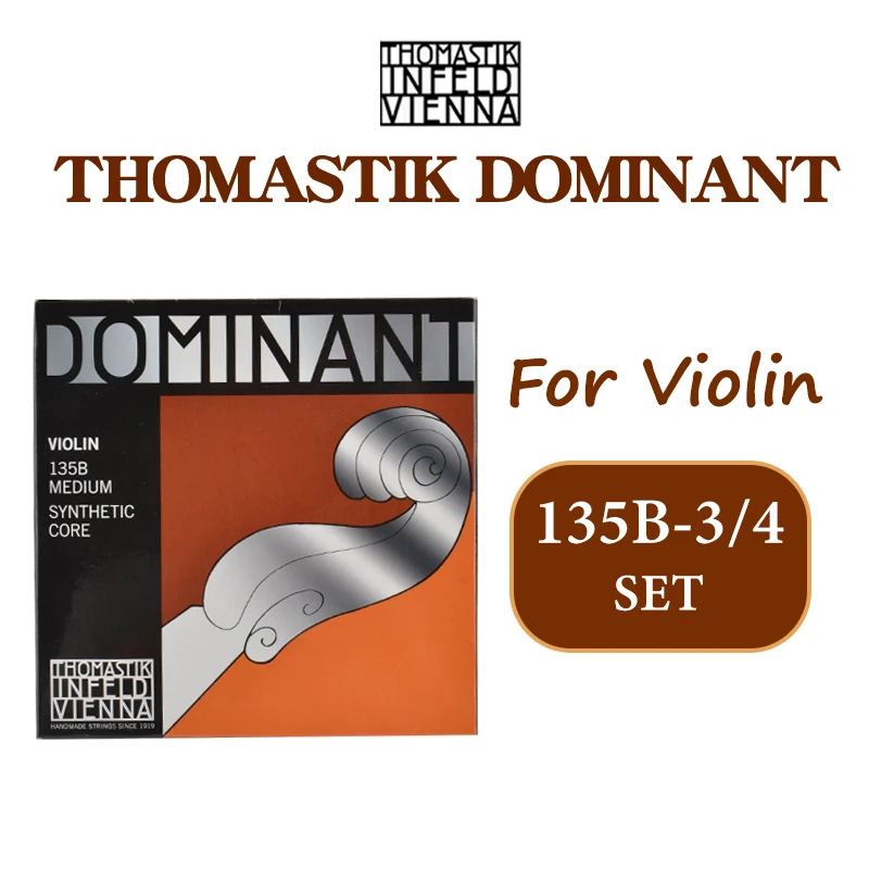 Thomastik-Infeld DOMINANT Vioolsnarenset 135/135B Synthetische kern Aluminium/Zilver Omwinding Medium spanning 4/4-1/4 maten