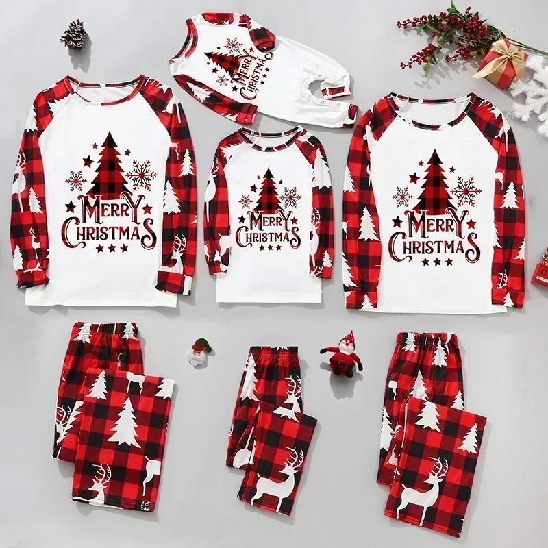 

New 2025 Family Christmas Pajamas Set Cartoon Print Mom Dad Kids Matching Outfits Baby Dog Romper Cute Soft Sleepwear Xmas Look