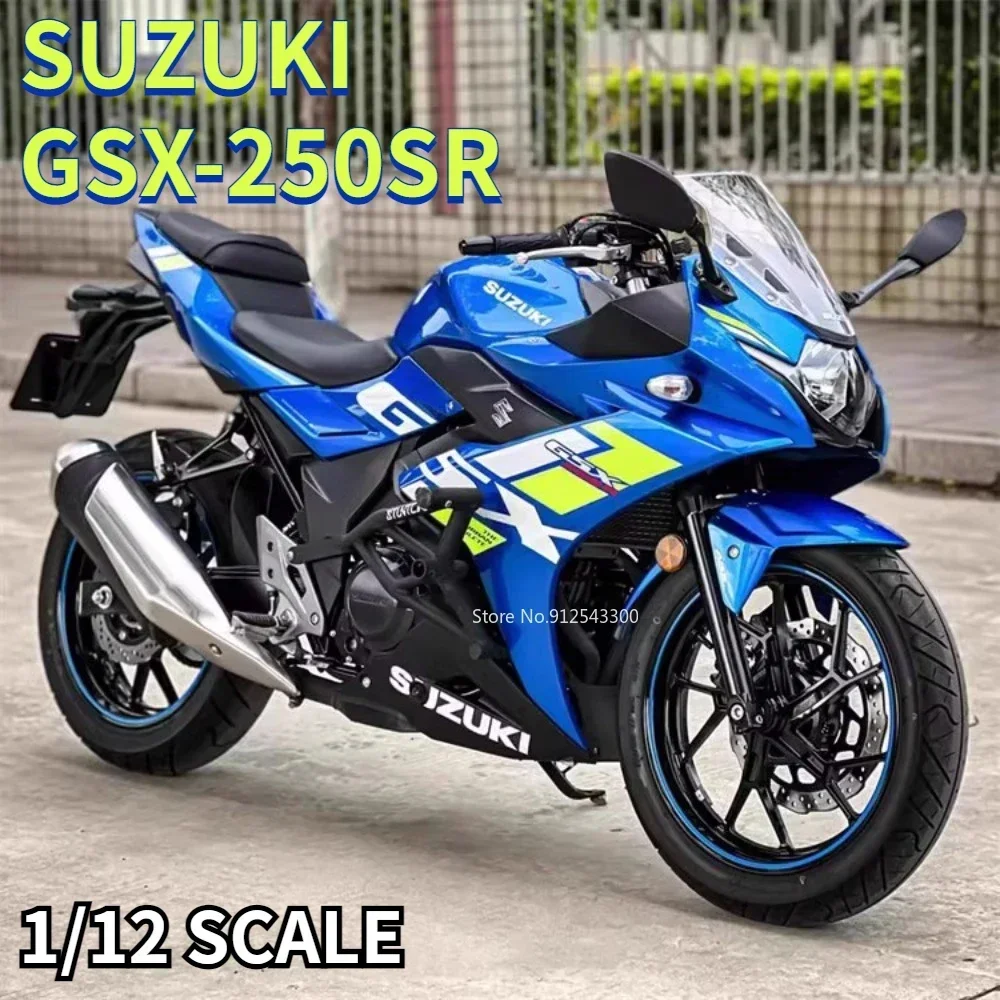 

1/12 SUZUKI GSX-250SR Motorcycle Model Toys Alloy Diecast Racing Motor with Sound Light Scale Model Motorcycle Kids Toy Gifts