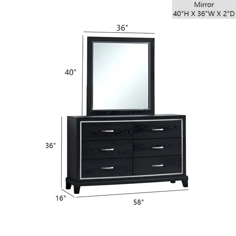 6段引き出しドレッサー - ブラック - ミラーなし - 寝室用のスタイリッシュで機能的な収納ソリューション