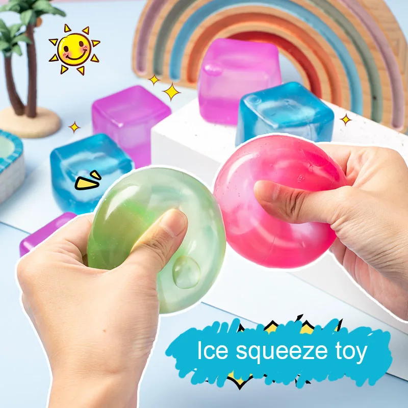 Cubos de hielo blandos de 4 colores, juguetes blandos, bolas para aliviar el estrés, juguete sensorial de rebote lento para niños, recuerdos de fiesta, regalos de cumpleaños