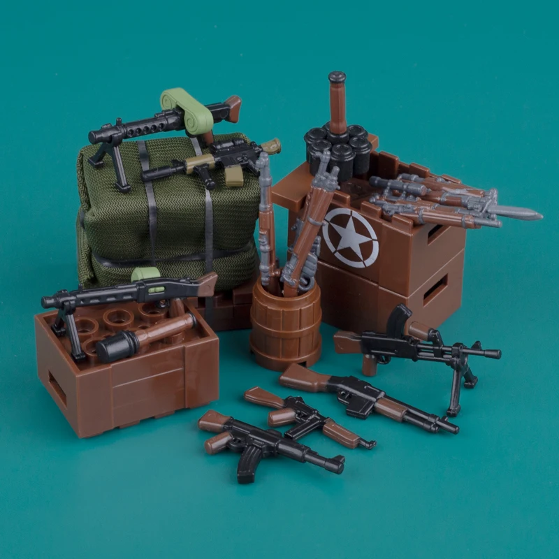 MOC WW2 Military Gun Weapons Building Blocks 98K Helmets Accessories Bricks Toys Boys Gift