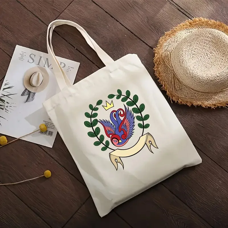 أنماط التصميم الهندسي حقيبة الكتف البوصلة طباعة حقيبة قماش قنب مغامرة موضوع حمل حقيبة قابلة لإعادة الاستخدام في الهواء الطلق اليومية حقيبة عادية