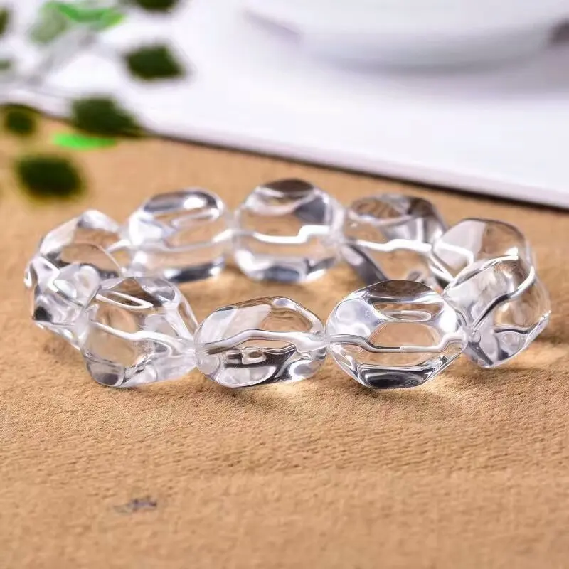 Genuine Natural White Quartz Crystal Faceted Bracelet 20x14mm Crystal Barrel Beads Bracelet Women Stretch AAAAA