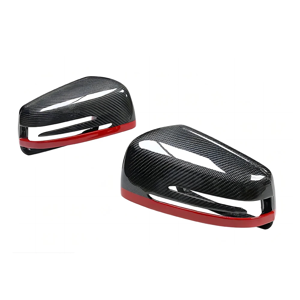 Replacement Rearview Side Mirror Covers Cap For Mercedes Benz X204 X156 W218 GLK GLA CLS Class Red Dry Carbon Fiber Shell