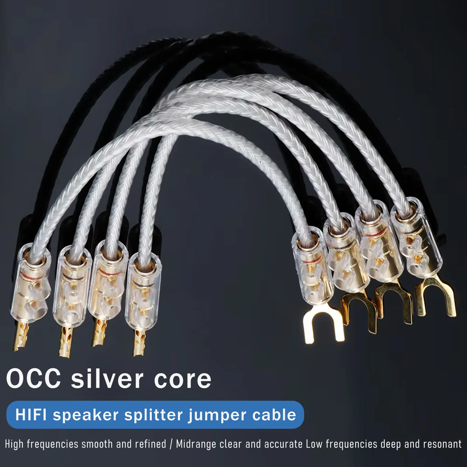 

Hifi OCC Silver Jumper Bridge Aaudio Cable Over Machine cable HIFI Speaker Cable Gold Plated Banana Y plug Speaker Cable 4PCS