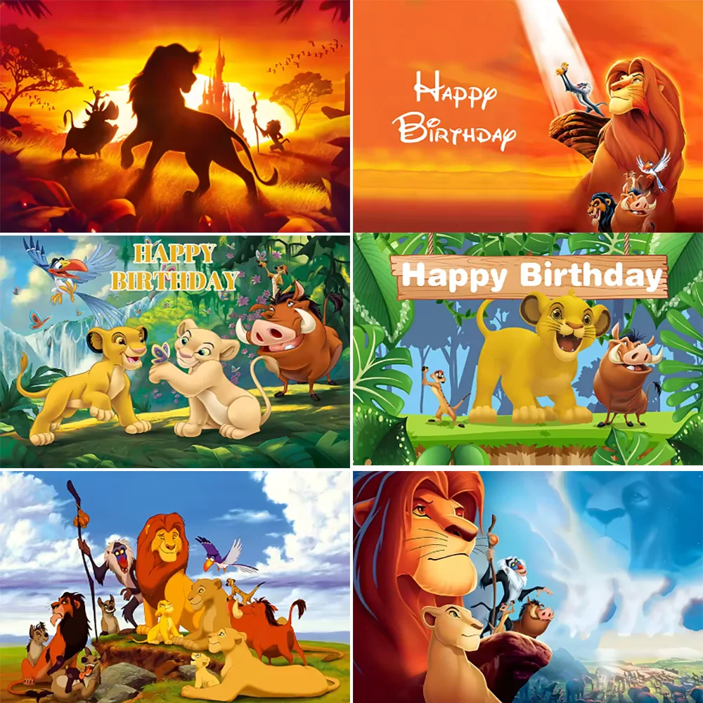 Re leone Simba Animali della giungla Ragazzo fresco Festa di compleanno Sfondo fotografico Decorazione da tavolo Baby Shower per bambino Sfondo fotografico