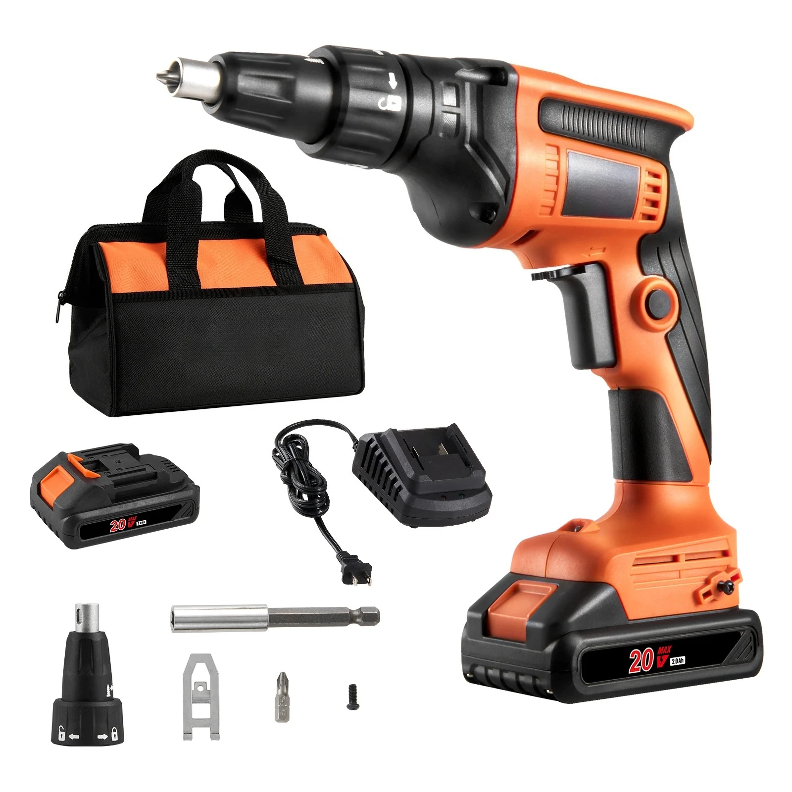 

Drywall Screw Gun 20V Max Drywall Screwgun 4200RPM Brushles Cordless Drywall Kit Reverse Adjustable Built-in LED Light