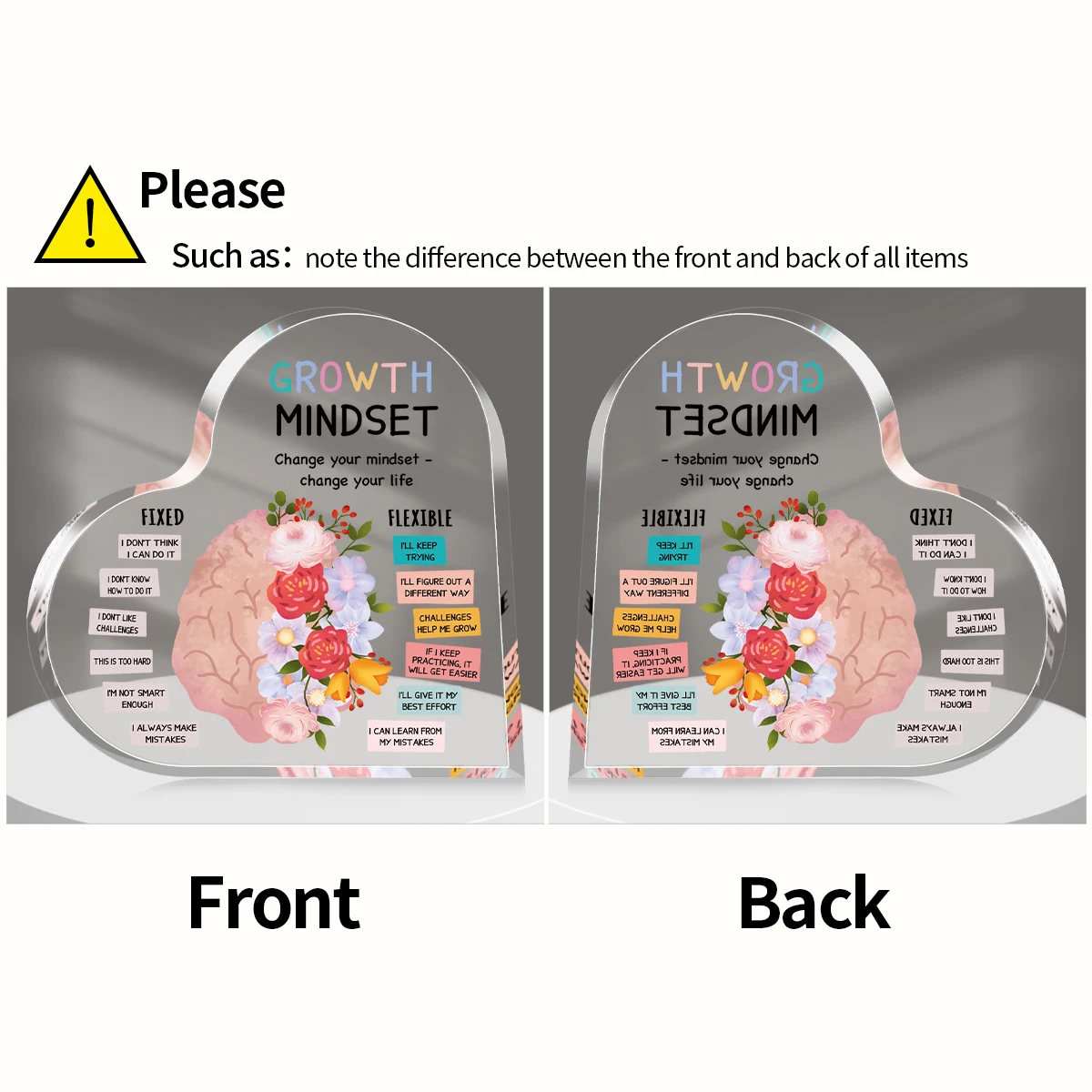 1 قطعة ديكور العقل النمو ، العلاج بالصحة العقلية مكتب غرفة الاكريليك علامة ، أقوال إيجابية هدايا ملهمة لطلاب المعلم