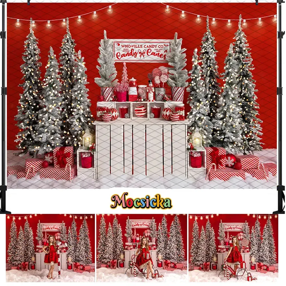 

Mocsicka Xmas Candy Store Backdrop For Photography Kids Portrait Birthday Party Background Christmas Tree Decor Studio Props