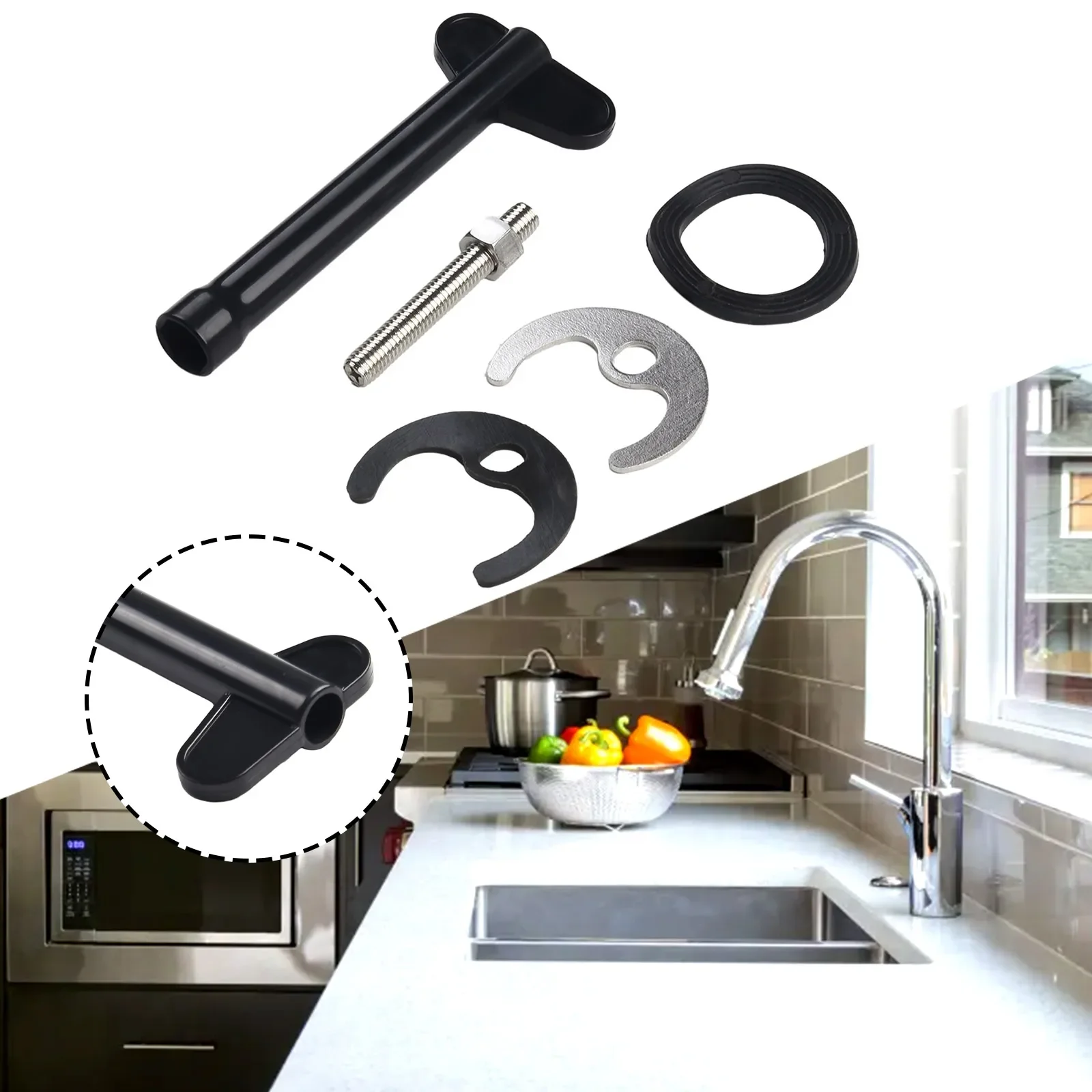 Kit Tap Faucet Fixing Fitting Kitchen Home Faucet Repair Set Tool Bolt Washer Wrench Plate Accessories Practical