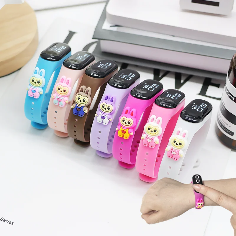 Fashion  Children Watches For Girls Electronic Bracelet Sports Touch LED Labubu Doll Kids Watch Women Waterproof Clock Toy watch
