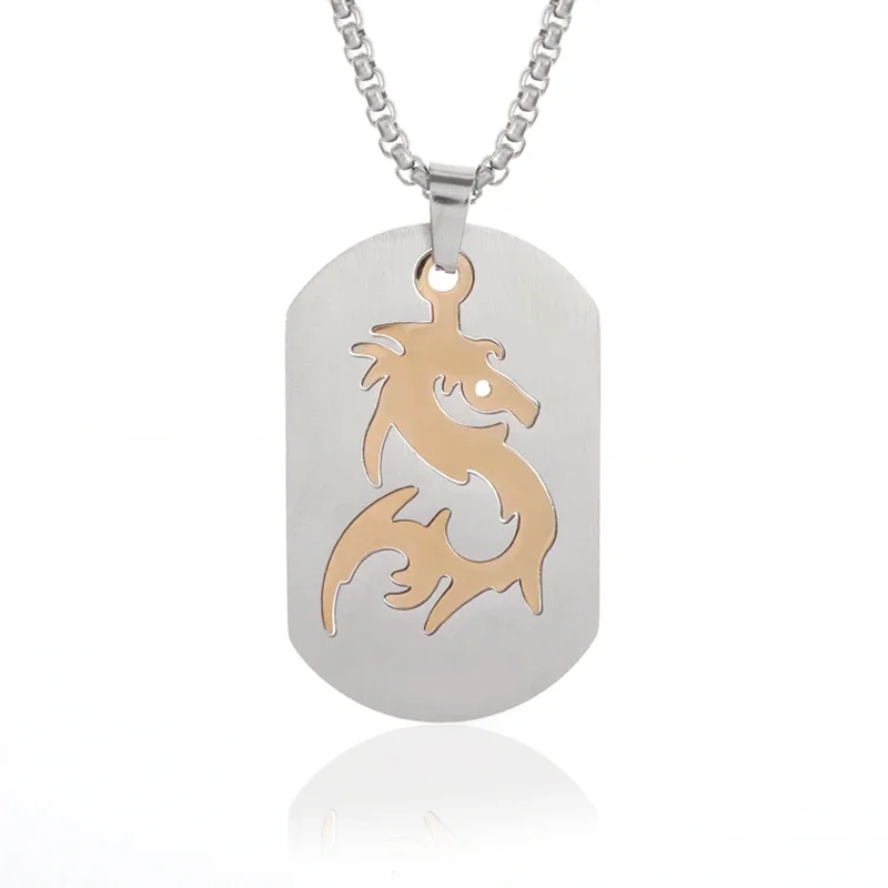 Eenvoudige roestvrijstalen dubbele dog tag ketting hooggepolijst titanium stalen hanger kan herensieraden zijn - afbeelding 1