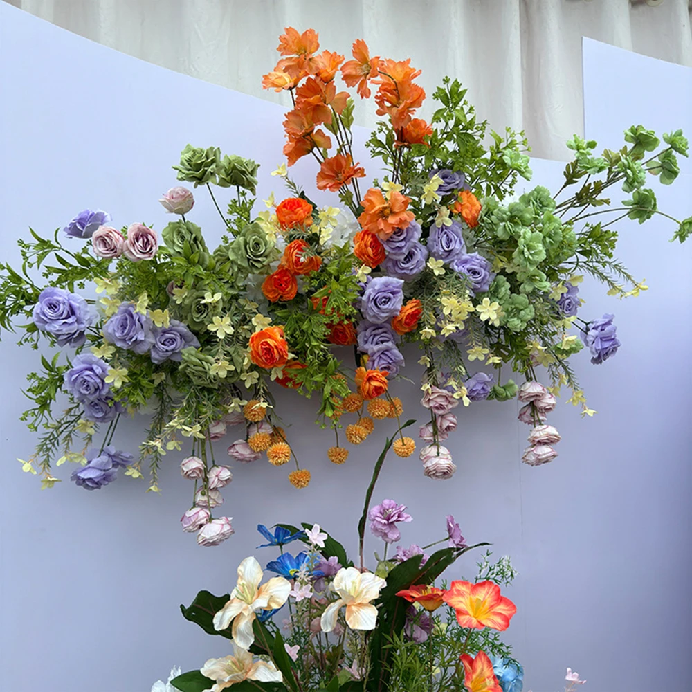 

Colorful Rose Orchid Hyacinth Arrangement Ground Row T-platform Road Flower Introduction Wedding Background Window Decoration