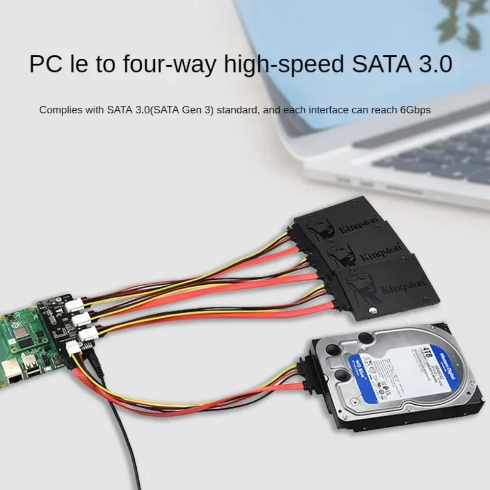 Плата расширения PCI-E к Quad SATA3.0, 6 Гбит/с, высокоскоростной интерфейс SATA, поддержка CM4/SRIS/AER/LTR, для Raspberry Pi