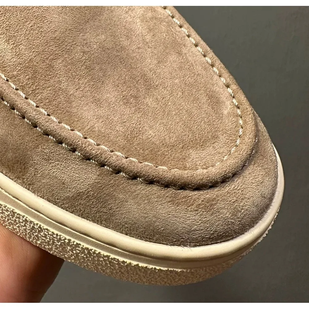 Men's Suede Slip-On Loafers, Flat Casual Skate Shoes, Lightweight Comfort Fashion Walking Shoes For Daily Street Outdoor Wear