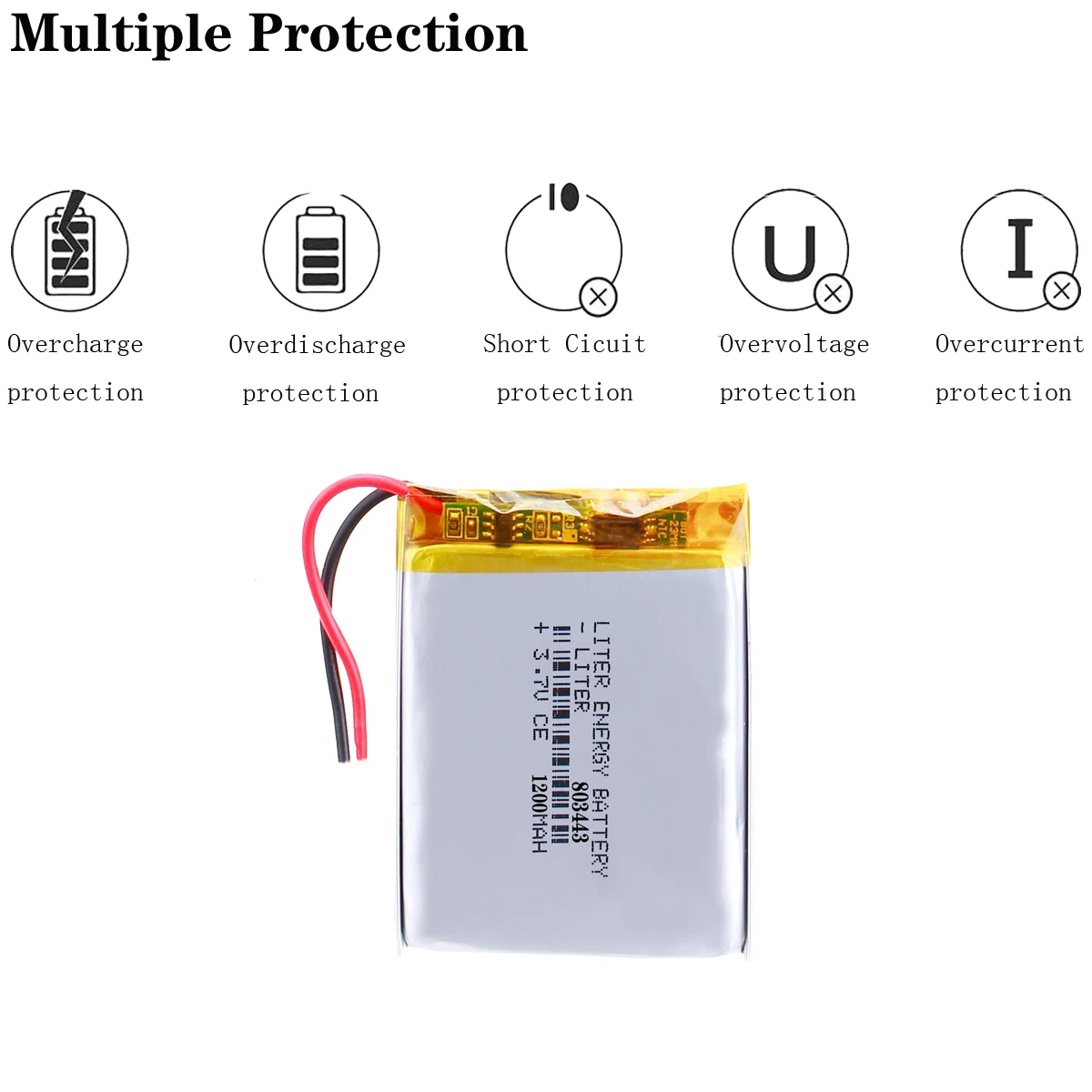 Liter energy battery 3.7V polymer lithium battery 803443 1200MAH GPS navigation mobile power battery game machine