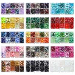 200Pcs/Box 8mm Gradient Glass Beads Loose Spacer Round Beads For DIY Making Jewelry Handmade Bracelet Necklace Earing Craft Kit