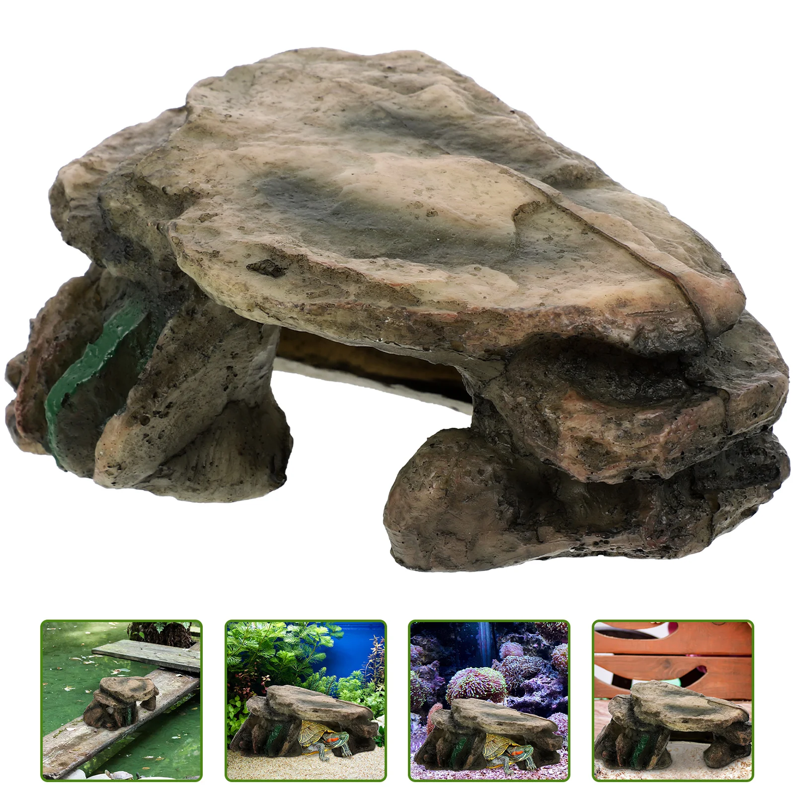 

Turtle Terrace Fish Tank Ornament Toy Animals Snake Hideout Artificial Gecko Shelter Resin Playing Platform Plushies