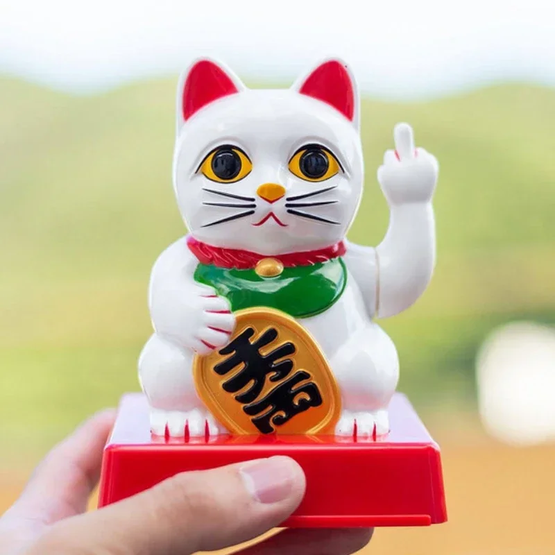 Chinese Lucky Cat Fortune Waved Fortune Personality Dark Version Vertical Middle Finger Welcome Cat Home Crafts