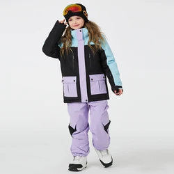 Children's Snow Suit, Snowboard Clothing Sets, Outdoor Sports Wear, Ski Coat and Strap Pant, Kids Costumes, Boy‘s and Girl's'