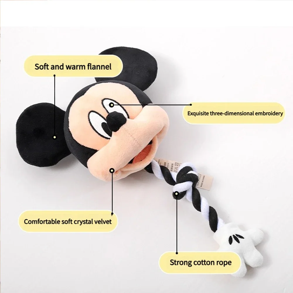 Juguete para mascotas de Mickey y Donald con chirriador y remolque de cuerda, juego interactivo para perros, masticar duradero para perros con diseño clásico de dibujos animados