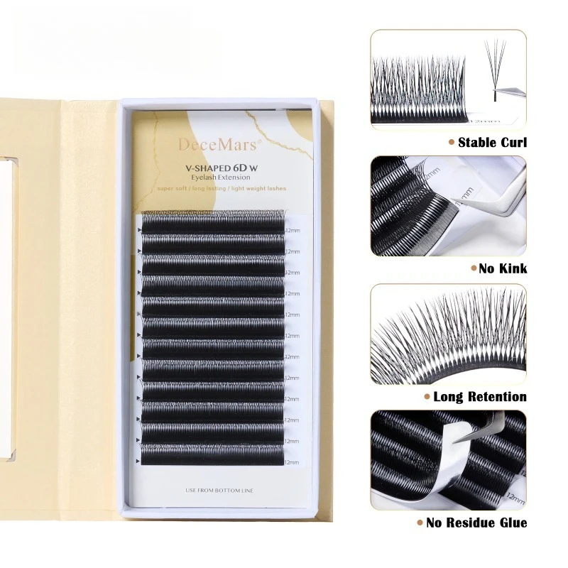 v字型6dまつげエクステ-マットブラック-ナチュラル-スレンダー-12列-トレイ
