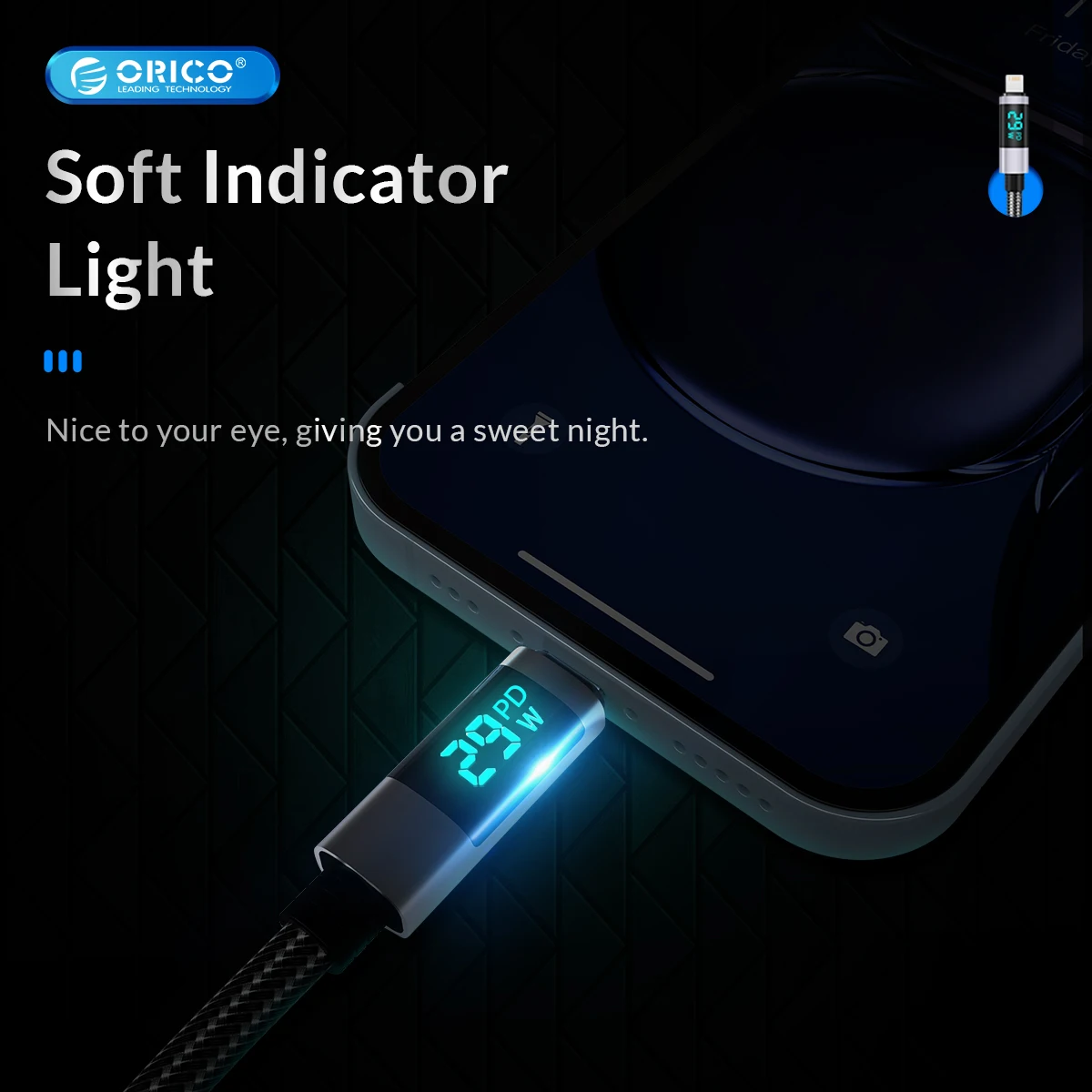 ORICO USB C Cable for MacBook LED Display USB C Fast Charging for iPhone Charger Type C Cable for iPhone 13 14 Pro Max