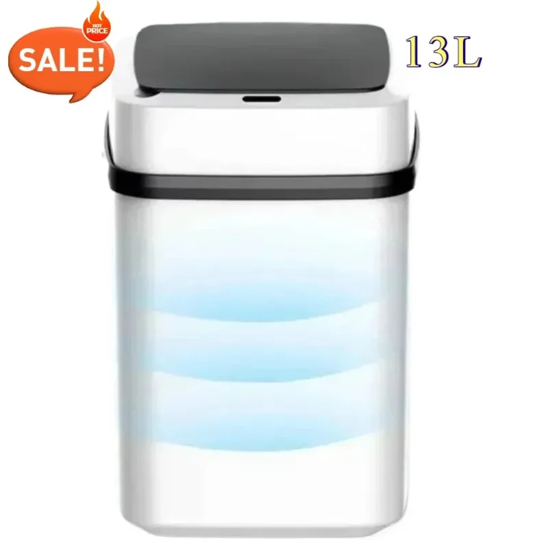 سلة مهملات بمستشعر ذكي مريح، سعة جديدة سعة 13 لترًا، سلة قمامة أوتوماتيكية بدون لمس، مناسبة لسيناريوهات متعددة