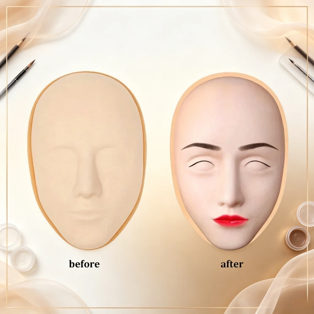 Practice Skin Head 5D Skin Eyebrow Eyeline Lips Model Mannequin Training Head Face for Beginner Makeup Beginners 1pcs/2pcs