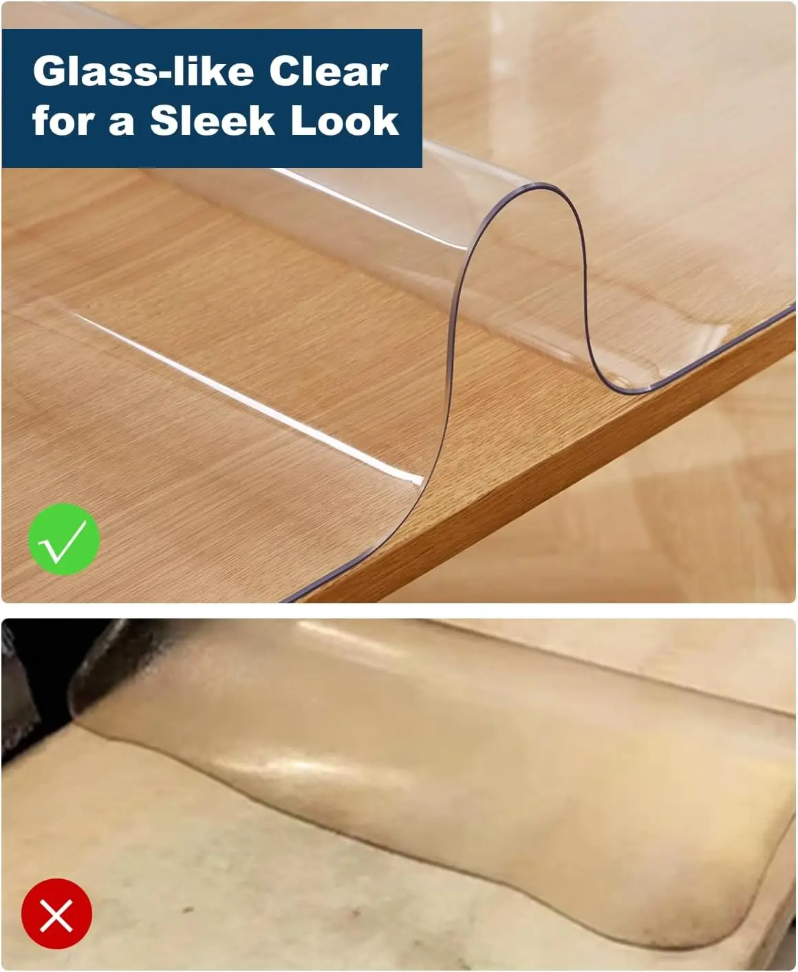 

Crystal Clear Plastic Table Cover Protector, 54"" X 54"" Spill Resistant Easy Flat Pvc Desk Pad Mat, 1.5Mm Thick Waterproof