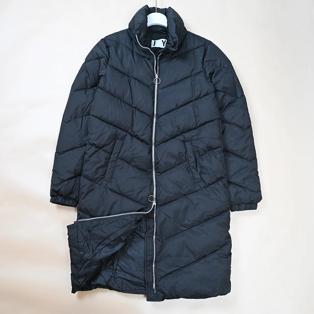 

Женская зимняя хлопковая куртка средней длины на молнии с длинным воротником-стойкой и застежкой-молнией, повседневная верхняя одежда, модная одежда для поездок на работу...