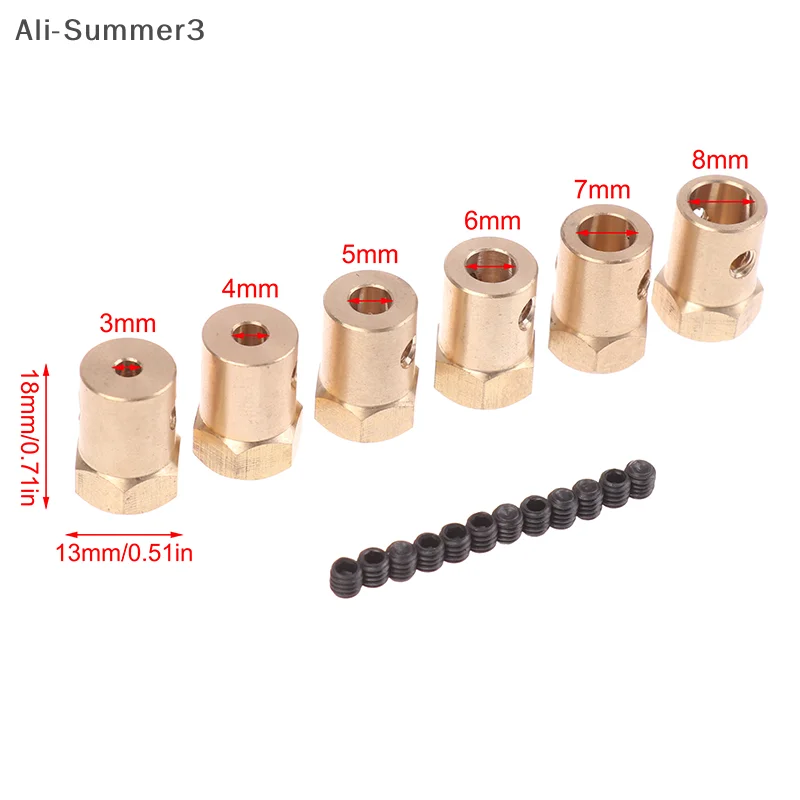 1Pc Wheel Hex Coupling Coupler With Screws Brass Sleeve Adapter Tire Connector 3/4/5/6/7/8MM For RC Boat Car Spare Parts